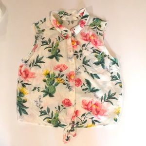 Flower print button down blouse